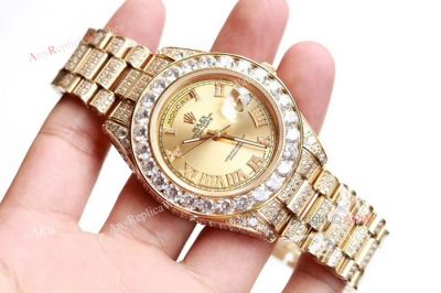 Swiss Grade 1 Rolex Oyster Perpetual DayDate President Watch Yellow Gold Diamond 39mm